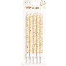 Party Country Simli Doğum Günü Mum Seti 15CM 6lı -Altın-