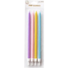 Party Country Pastel Doğum Günü Mum Seti 19CM 4lü -Makaraon Asorti-