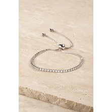 Trend Collection Gümüş Renk Su Yolu Taşlı Ayarlanabilir Kadın Bileklik