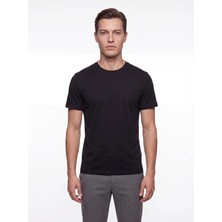 Efor Comfort Fit Pamuklu Modal Kumaş Bisiklet Yaka Siyah Tişört Ts 924