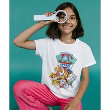 Alpşan Ticaret Paw Patrol Baskılı Çocuk/yetişkin Tişörtü Beyaz Kısa Kollu