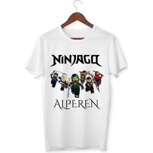 Alpşan Ticaret Ninjago Baskılı Beyaz Tişört Çocuk Yetişkin Beyaz T-Shirt Ninjago Unisex Çocuk Tişört