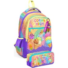 Coral High Mor Sarı Dondurma Baskılı Kız Çocuk Ilkokul Sırt Çantası ve Kalem Çantası Seti - SETYGN33254C