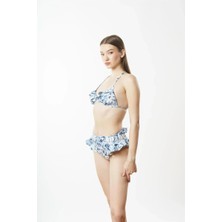 D Lingerie Imprimé Blanc Üçgen Bikini Takımı- DM1984