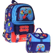 Kaukko Kids Good Game Erkek Çocuk Lacivert - Kırmızı Ilkokul Sırt Çantası ve Beslenme Çanta Seti - SETKK-L5389B