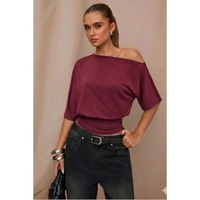 Cool Tarz Omuz Dekolteli Likralı Süprem Kumaş Basic Tişört – Rahat Kesim Şık Kadın Bluz