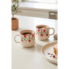 Evanilife 2' Li Floral Vine Serisi Kupa Seramik Özel El Yapımı Kahve & Çay Bardağı Takımı Vintage Kupa