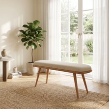 Silla Concept Viyana Bench Teddy Krem Kumaş Naturel Ahşap (110 Cm)