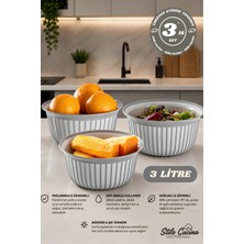 Stile Cucina 3'lü Ekonomik Linea Yuvarlak Kase Seti Gri (3 x 3 Litre)