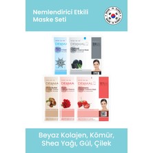 Dermal Nemlendirici Beyaz Kömür Gül Çilek Karite Yağı Özlü Maske Seti 23GR x 5ADET