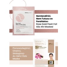 3 Katmanlı Rose Gold Göz Maskesi ve Pürüzsüzleştirici, Onarıcı, Sıkılaştırıcı Arı Zehri Özlü Kolajen Maske Seti