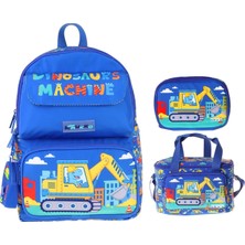 Kaukko Kids Mechanic(Mavi - Sarı Renk) Erkek Çocuk Üçlü Ilkokul Okul Çantası Seti/takımı - SETKK-L5369D