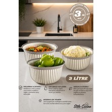 Stile Cucina 3'lü Ekonomik Linea Yuvarlak Kase Seti Bej(3 x 3 Litre)