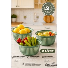 Stile Cucina 3'lü Ekonomik Linea Yuvarlak Kase Seti Yeşil(3 x 3 Litre)