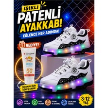 Velline Işıklı Spor Ayakkabı Patenli 4 Tekerlekli Dönüşümlü Çocuk Ayakkabısı Güneş Kremi Hediyeli