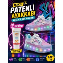 Velline Işıklı Spor Ayakkabı Patenli 4 Tekerlekli Dönüşümlü Çocuk Ayakkabısı Güneş Kremi Hediyeli
