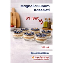 Nyl Home 6 'lı Cam Magnolia Tatlı Kase Seti - Isıya Dayanıklı Borosilikat Çerezlik Kahvaltılık Sunum Kase Takımı