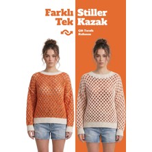 Neden Tekstil Çift Taraflı Triko Kazak Özel Tasarım İki Yönlü Kullanımlı File Dokulu Bluz
