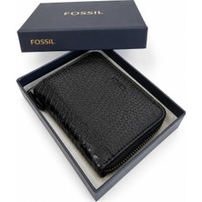 Fossil Hakiki Deri Fermuarlı Yatay Unisex Cüzdan Kartlıklı Çok Bölmeli Kutulu Şık Günlük Kullanım