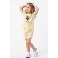 MiaBaby Baskıllı Kız Şortlu Takım