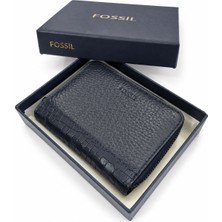 Fossil Hakiki Deri Fermuarlı Yatay Unisex Cüzdan Kartlıklı Çok Bölmeli Kutulu Şık Günlük Kullanım