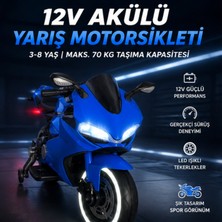 LRS Store Premium 12V Akülü Çocuk Yarış Motorsikleti Cool Wheel | 70 kg Taşıma | Süspansiyonlu | LED Teker Racing Motor