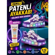 Velline Işıklı Spor Ayakkabı Patenli 4 Tekerlekli Dönüşümlü Çocuk Ayakkabısı Güneş Kremi Hediyeli