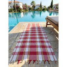 Ludia Ludıa %100 Pamuk Ekose Desenli Kırmızı Peştemal Havlu 79X190 cm