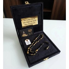 Premium Kadife Kutulu Tesbih, Altın Parçacıklı Tesbih, Özel Yazılı Harfli Tesbih, Altın Varaklı