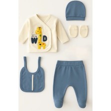 Bamoola for Babies Organik 5'li Tulum Seti Yenidoğan Erkek Bebek İçin Zürafa Desenli Hastane Çıkışı Kıyafet