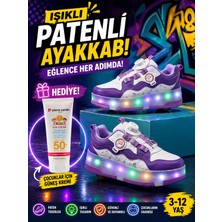 Velline Işıklı Spor Ayakkabı Patenli 4 Tekerlekli Dönüşümlü Çocuk Ayakkabısı Güneş Kremi Hediyeli