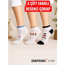 NF ND ENEFENDİ 3 Çift Patik Çorap ✦ Dikişsiz ✦ Kısa Konç Kadın Çorabı ✦ 36-40 ✦ Karışık Desenli