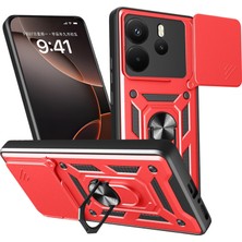 Bezos Redmi Note 14 4g Pars Lens Yüzüklü Silikon - Kırmızı