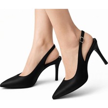 Craft Moda Kadın Saten Slingback Stiletto Topuklu Ayakkabı