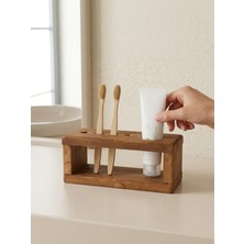 Doku Ahşap Ahşap Diş Fırçası Standı Banyo Düzenleyici Diş Macunu Tutucu Lavabo Üstü Banyo Organizer