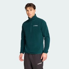 Adidas Erkek Multi Essentials Fleece Yarım Fermuarlı Üst Yeşil Renkli Rahat Kullanım İçin