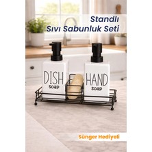 Naturelove 2'li Kare Metal Stantlı Deterjanlık - Sabunluk, Mutfak Düzenleyici Sabunluk Beyaz Renk Süngerli