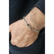 Ose Shop Italyan Tasarımı 925 Ayar Gümüş Siyah Rodajli Lüks Erkek Bileklik Özel Seri