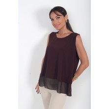 By Saygı Kadın Çift Katlı Şifonlu Sandy Bluz