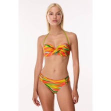 Ayyıldız 6638 Turuncu Yeşil Straplez Bikini Takımı