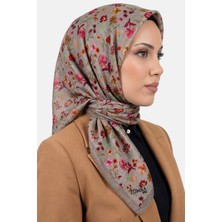 Hadiora Kadın Vizon Çiçekli Organik Pamuk Soft Eşarp