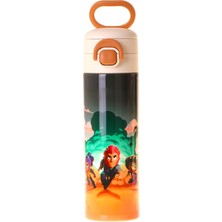 Kaukko Kids 520 ml Aviator Baskılı Siyah Erkek Çocuk Çelik Termos Matara (Çift Içim Kilitli Kapak) - L5427