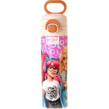 Wow Generation 520 ml Girl Friends Baskılı Kırmızı Kız Çocuk Çelik Termos Matara (Çift Içim Kilitli Kapak) - W6062
