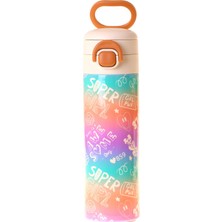Kaukko Kids 520 ml Renk Geçişli Lila Kız Çocuk Çelik Termos Matara (Çift Içim Kilitli Kapak) - L5351