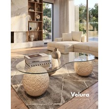 Velura Home & Living Küre Orta Sehpa - Dragon - Krem - Şeffaf Fasulye