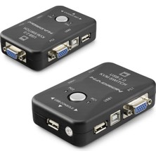Dorasan VGA USB Kvm Switch 2 In 1 Out + 2 Port USB Console + 2 Port USB Pc (Klavye/mouse + Yazıcı) - Siyah HDX1360