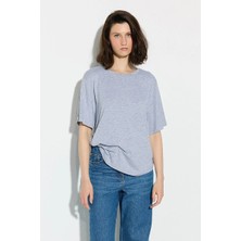 Gusto Bisiklet Yaka Rahat Kesim Bambu Tshirt - Gri