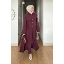 Tesettür Diyarı Laris Modal Kumaş Ceket-Etek Tesettür Takım- Bordo