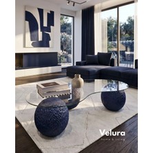 Velura Home & Living Küre Orta Sehpa - Dragon - Lacivert - Şeffaf Fasulye