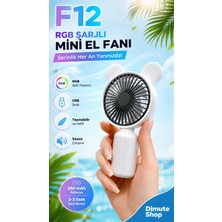 Dimute Shop F12 Mini El Fanı Şarjlı Taşınabilir USB El Vantilatörü
